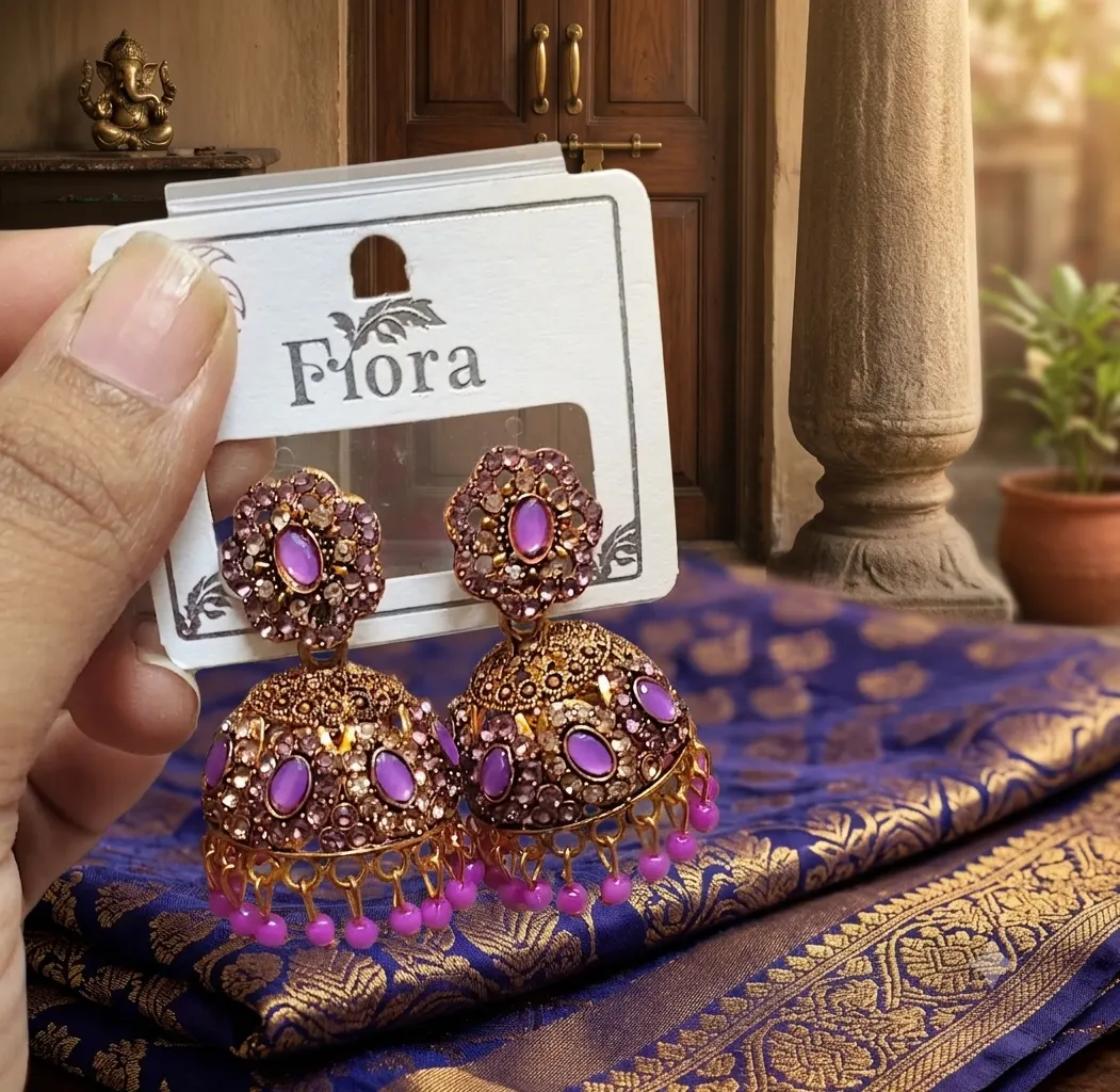 Purple jhumka